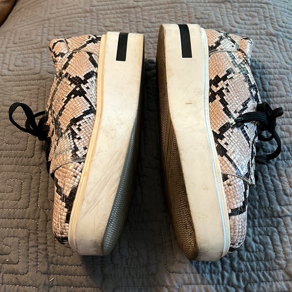 LINEA PAOLO  Platform Sneaker Kendra Shoes Leather Trim Snakeskin - Picture 4 of 8